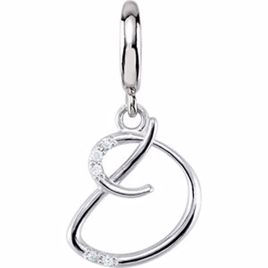 85556:60003:P Sterling Silver.03 CTW Diamond 1mm Script Initial Charm Letter D