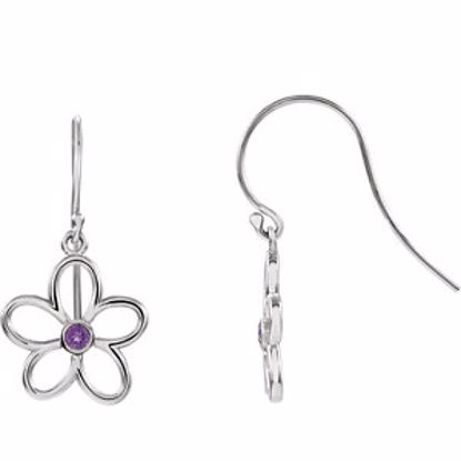 85451:70000:P Sterling Silver Amethyst Flower Earrings