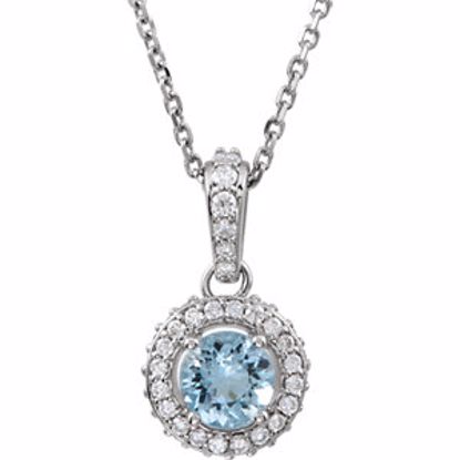 68601:70003:P 14kt White Aquamarine & 1/4 CTW Diamond 18" Necklace