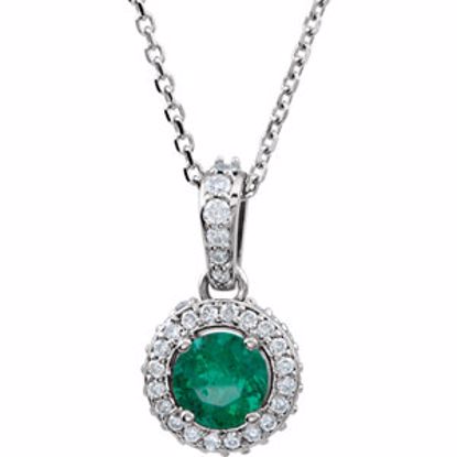 68601:70000:P 14kt White Emerald & 1/4 CTW Diamond 18" Necklace