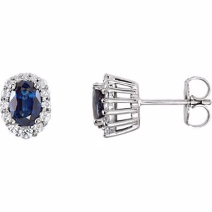 85028:70000:P 14kt White Blue Sapphire & 1/3 CTW Diamond Earrings