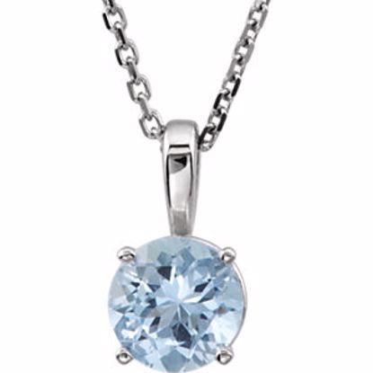 28393:70000:P 14kt White Aquamarine "March" Birthstone 18" Necklace