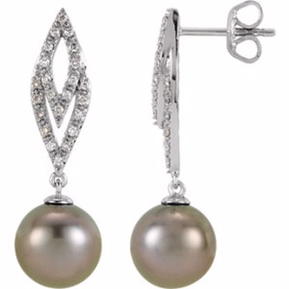 650695:60000:P 14kt White 1/4 CTW Diamond and Tahitian Pearl Earrings