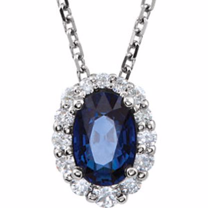 84988:70000:P 14kt White Blue Sapphire & 1/6 CTW Diamond 18" Necklace