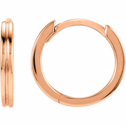 650741:6003:P 14kt Rose Metal Fashion Grooved Hoop Earring