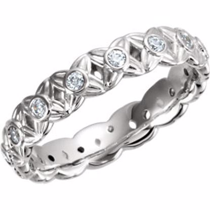 121955:219:P 18kt White 3/8 CTW Diamond Sculptural Eternity Band Size 5.5