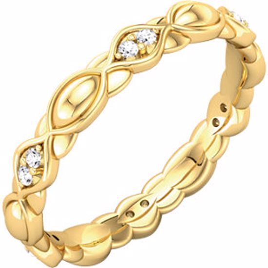 121954:221:P 18kt Yellow 1/8 CTW Diamond Sculptural Eternity Band Size 6.5