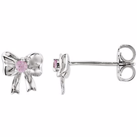 650767:106:P Sterling Silver Pink Sapphire Bow Earrings