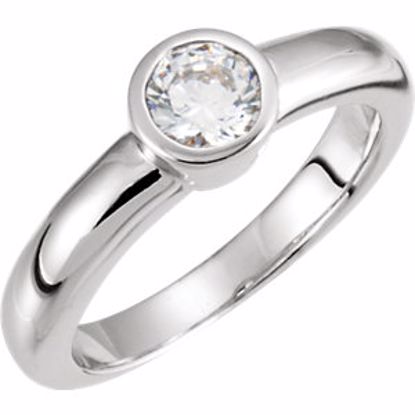 170309:6000:P 14kt White 4.5mm Round Cubic Zicrconia 6-Prong Comfort Fit Solitaire Ring