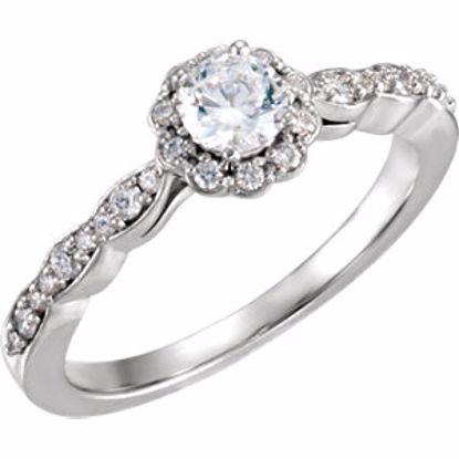 67722:331:P 14kt White Cubic Zirconia & 1/4 CTW Diamond Halo-style Engagement Ring