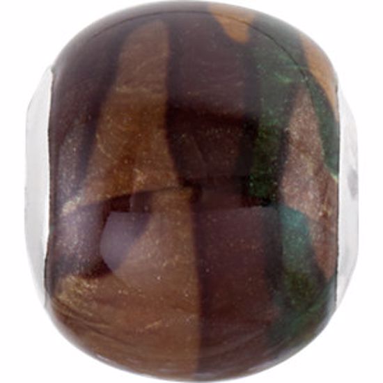 28744:1001:P Sterling Silver 12x13mm Camouflage Bead 