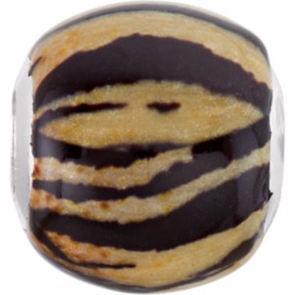 28746:1001:P Sterling Silver 12x13mm Tiger Print Bead