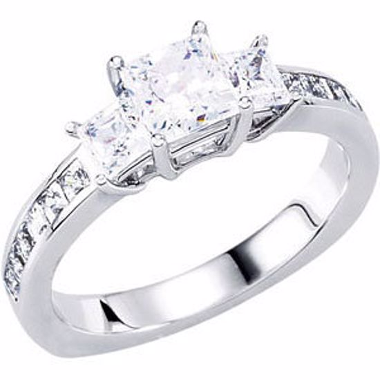 121986:60020:P 14kt White 6x4mm Cubic Zirconia & 1/2 CTW Diamond Engagement Ring