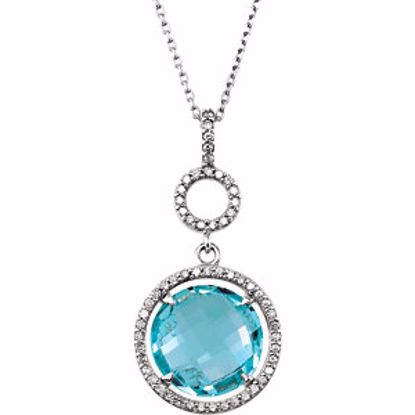 85563:70000:P Sterling Silver Sky Blue Topaz & 1/4 CTW Diamond 18" Necklace