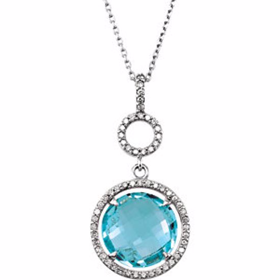 85563:70000:P Sterling Silver Sky Blue Topaz & 1/4 CTW Diamond 18" Necklace