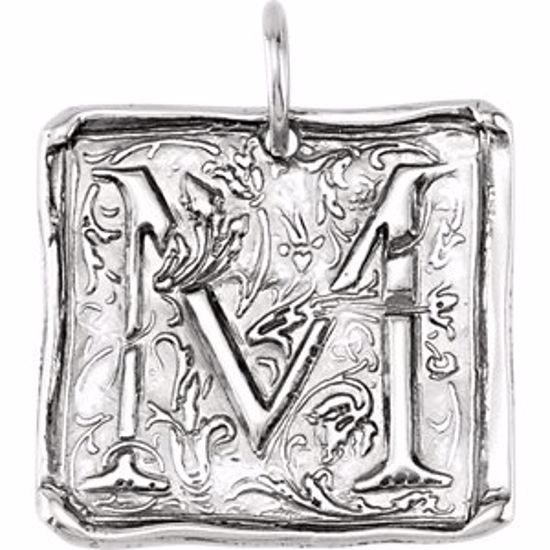 85638:153:P Sterling Silver Initial "M" Vintage Pendant 