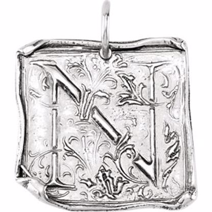 85638:158:P Sterling Silver Initial "N" Vintage Pendant 