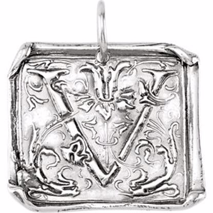 85638:193:P Sterling Silver Initial "V" Vintage Pendant 