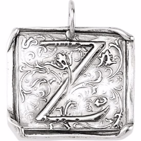 85638:207:P 14kt White Initial "Z" Vintage Pendant 