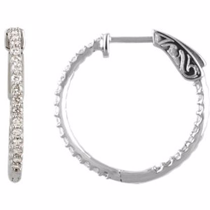 650183:102:P 14kt White 3/4 CTW Diamond Inside/Outside Hoop Earrings


