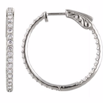 650183:103:P 14kt White 1 CTW Diamond Inside/Outside Hoop Earrings

