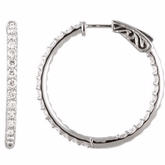 650183:104:P 14kt White 2 CTW Diamond Inside/Outside Hoop Earrings


