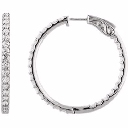 650183:105:P 14kt White 3 CTW Diamond Inside/Outside Hoop Earrings


