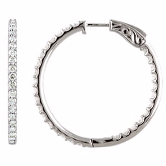 650183:106:P 14kt White 5 CTW Diamond Inside/Outside Hoop Earrings


