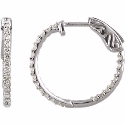 650183:108:P Sterling Silver Cubic Zirconia Inside/Outside Hoop Earrings

