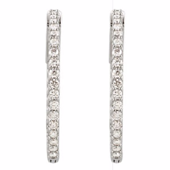 650183:110:P Sterling Silver Cubic Zirconia Inside/Outside Hoop Earrings

