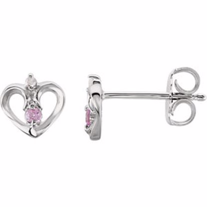 192021:101:P Sterling Silver Pink Sapphire & .01 CTW Diamond Heart Earrings