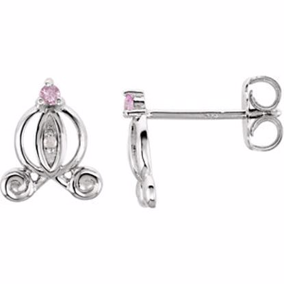 192022:101:P Sterling Silver Pink Sapphire & .01 CTW Diamond Cinderella Carriage Earrings