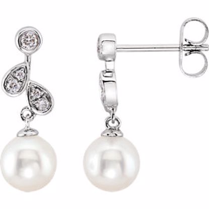 650856:100:P 14kt White 1/6 CTW Diamond & Freshwater Cultured Pearl Earrings