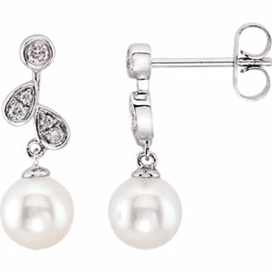 650856:100:P 14kt White 1/6 CTW Diamond & Freshwater Cultured Pearl Earrings