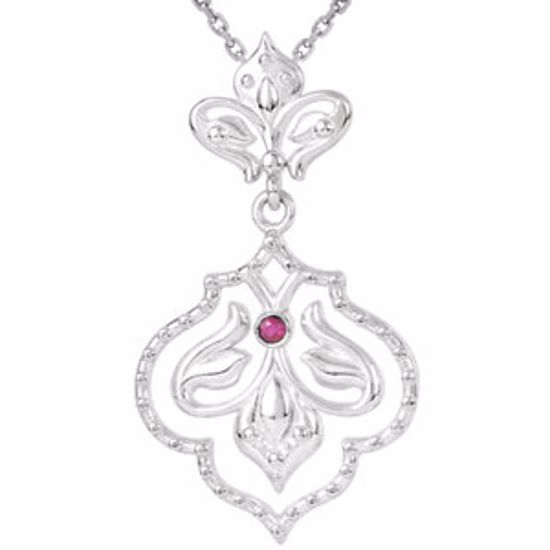 85601:70000:P Sterling Silver Ruby 18" Necklace  