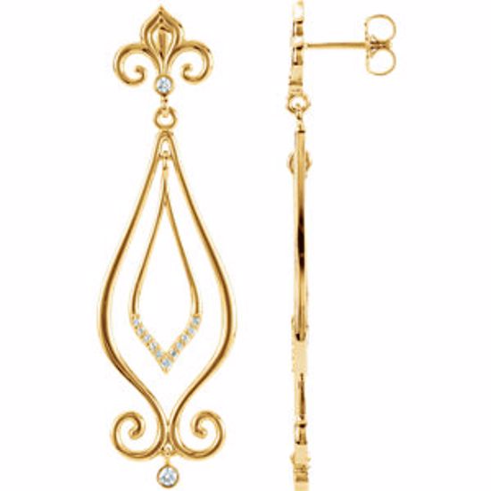 85620:60000:P 14kt Yellow 1/6 CTW Diamond Scroll Dangle Earrings