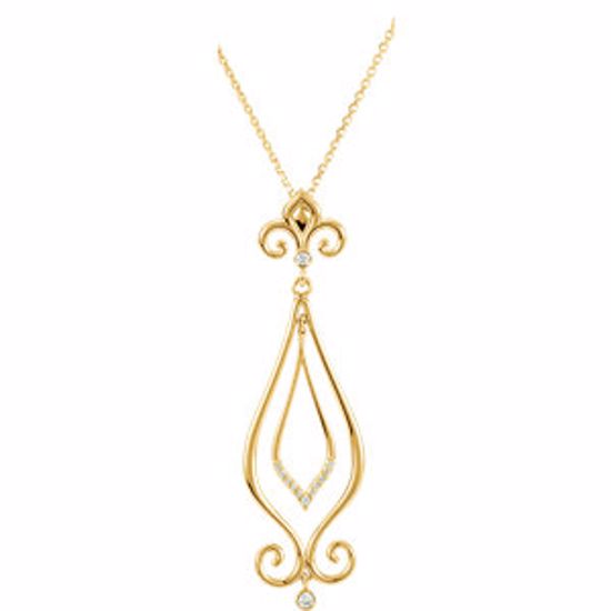 85621:60000:P 14kt Yellow .08 CTW Diamond Scroll 18" Necklace