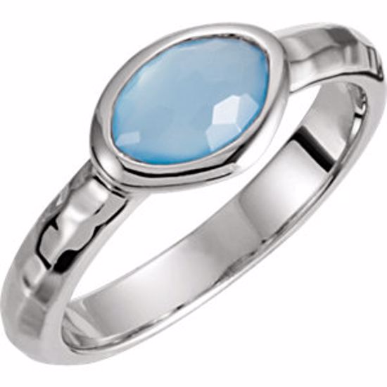 650867:111:P Sterling Silver 7x5x4mm Blue Chalcedony Ring Size 6 