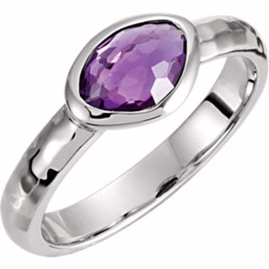 650867:114:P Sterling Silver 7x5x4mm Amethyst Ring Size 6 