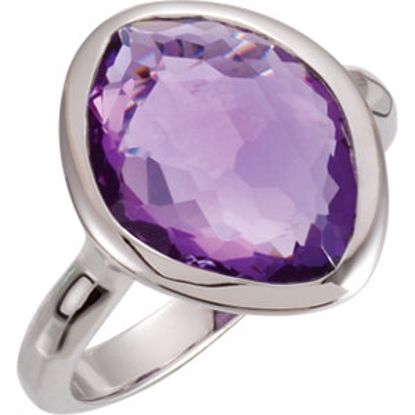 650867:120:P Sterling Silver 15x11x6mm Amethyst Ring Size 6 