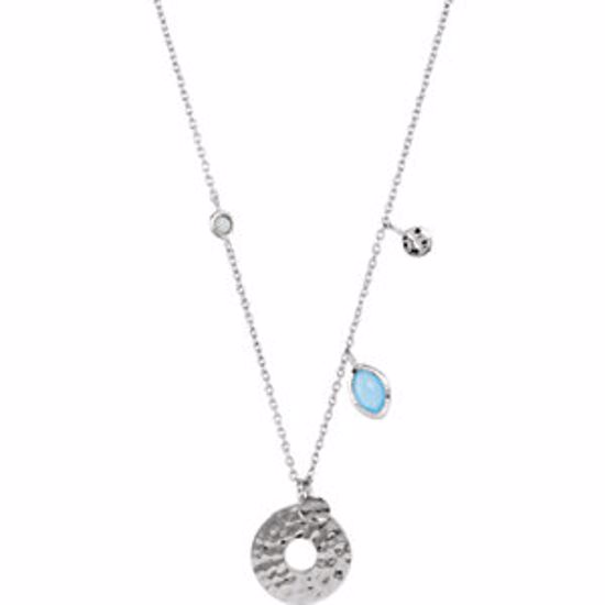 650870:102:P Sterling Silver Blue Chalcedony & Laradorite 17.5" Necklace