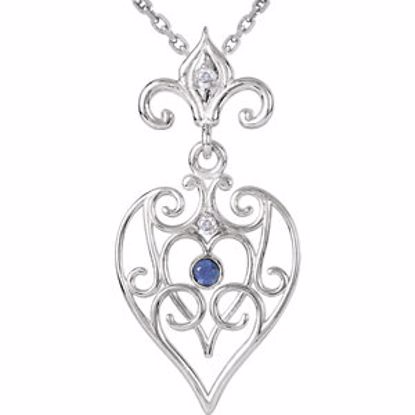 85597:70000:P Sterling Silver Sapphire & .025 CTW Diamond 18" Necklace