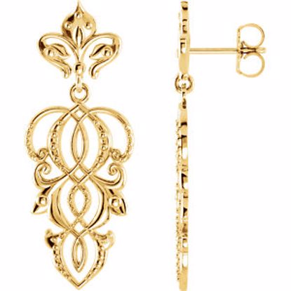 85586:2001:P 14kt Yellow Decorative Dangle Earrings