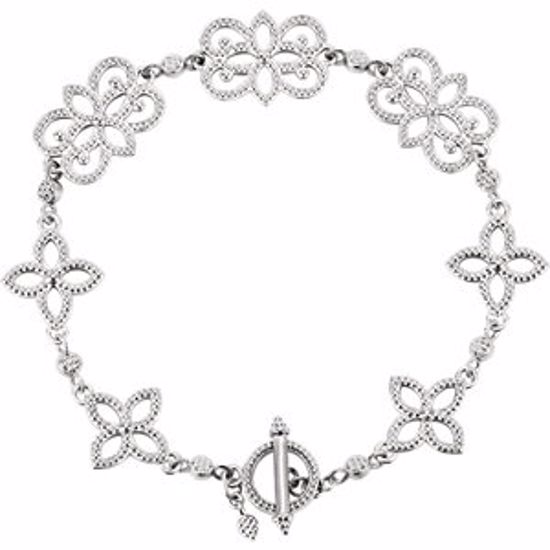 BRC752:101:P 14kt White Granulated Metal Fashion 7.75" Bracelet