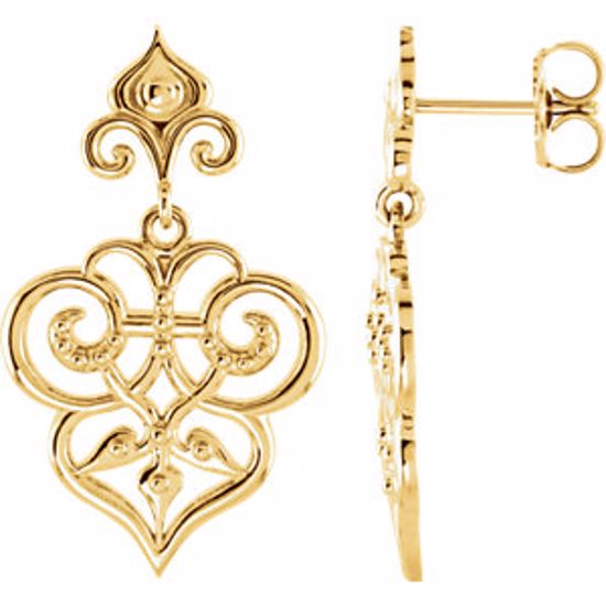 85588:2000:P 14kt Yellow Decorative Dangle Earrings