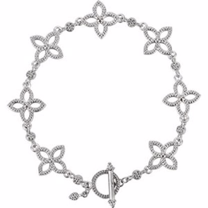 BRC753:101:P 14kt White Floral 7.5" Bracelet