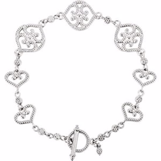 BRC754:101:P 14kt White Granulated Metal Fashion 7.5" Bracelet