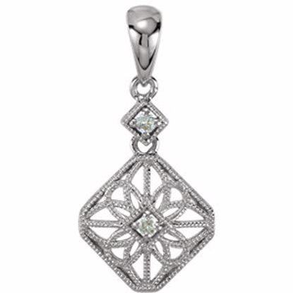 650210:100:P 14kt White .06 CTW Diamond Filigree Pendant