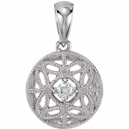 650206:100:P 14kt White 1/10 CTW Diamond Filigree Pendant