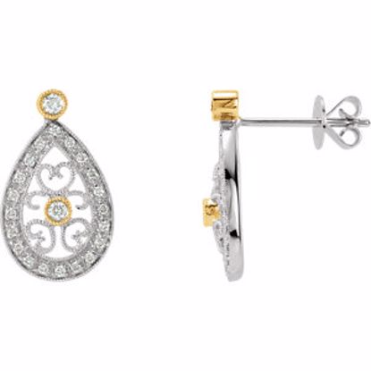 650217:100:P 14kt Two-Tone 1/4 CTW Diamond Filigree Earrings